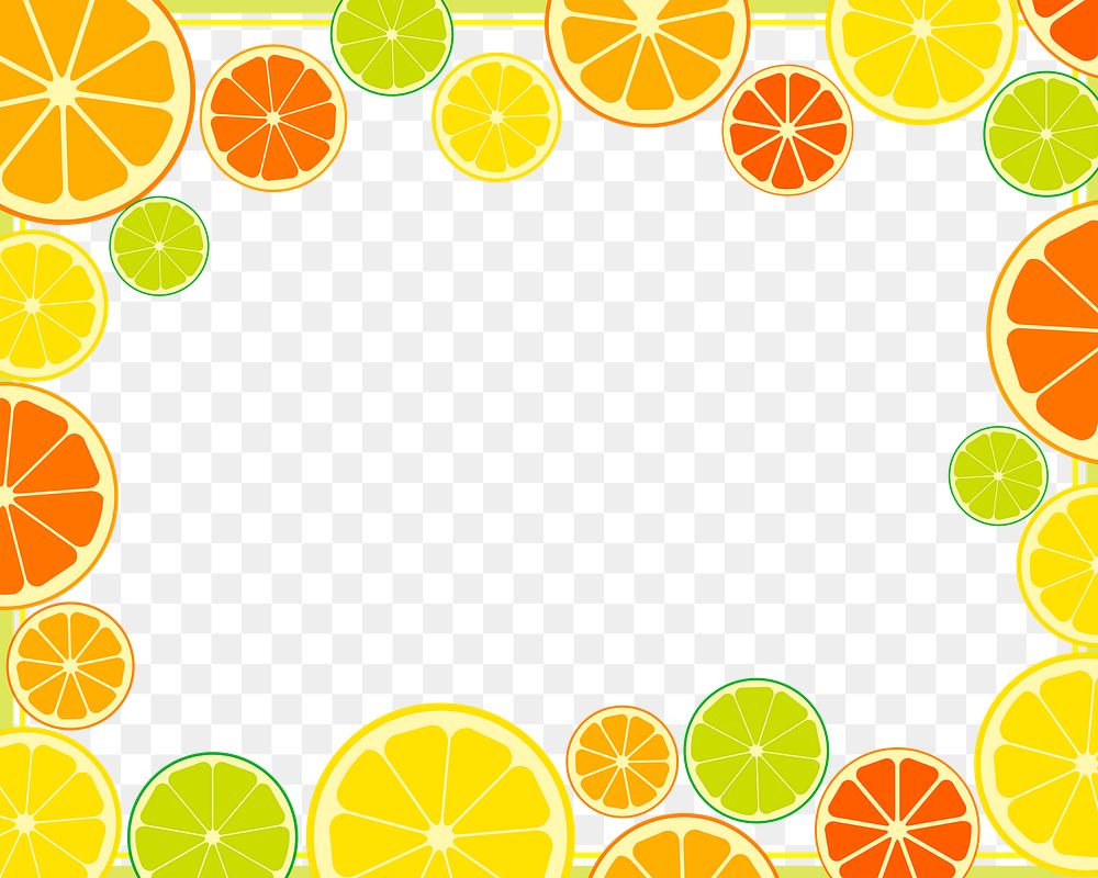 Citrus frame png sticker colorful illustration, transparent background. Free public domain CC0 image.