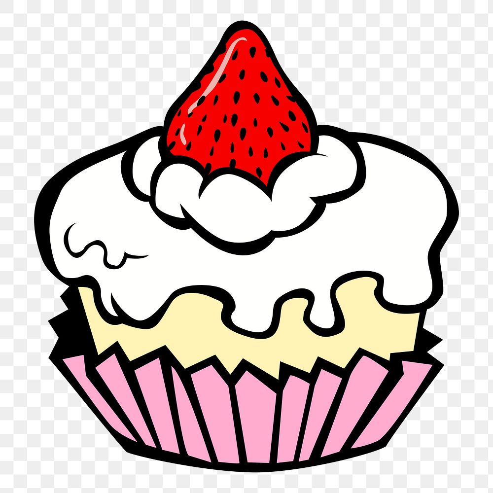 Strawberry shortcake png sticker dessert illustration, transparent background. Free public domain CC0 image.
