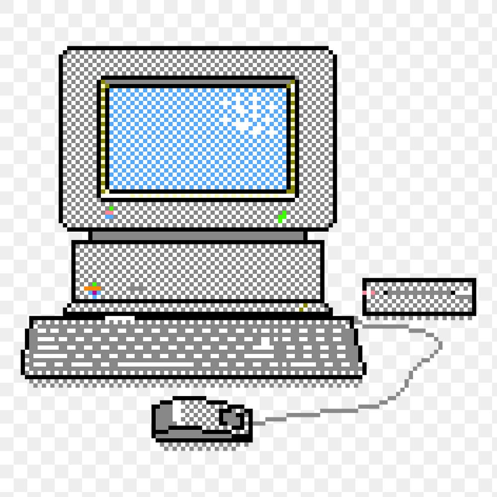 8-bit computer png sticker retro device illustration, transparent background. Free public domain CC0 image.