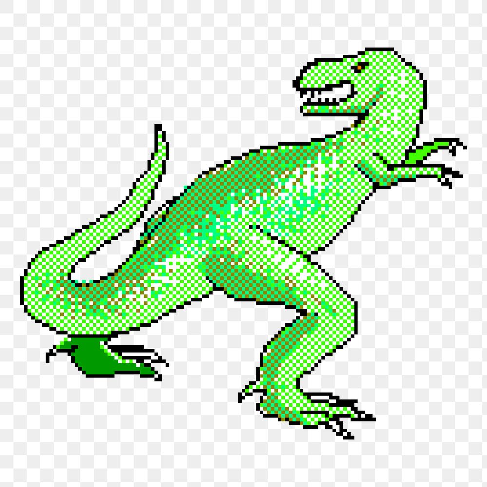 Pixel T-Rex png sticker extinction creature illustration, transparent background. Free public domain CC0 image.