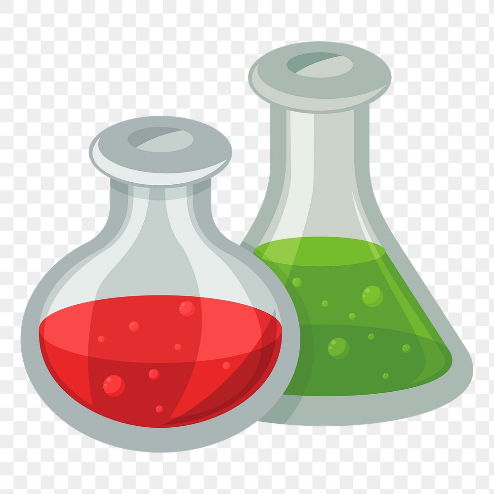 Laboratory flasks png sticker education illustration, transparent background. Free public domain CC0 image.