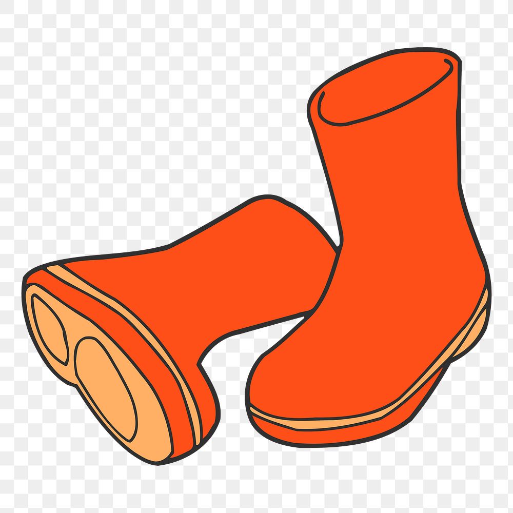 Orange gardening boots png sticker fashion illustration, transparent background. Free public domain CC0 image.