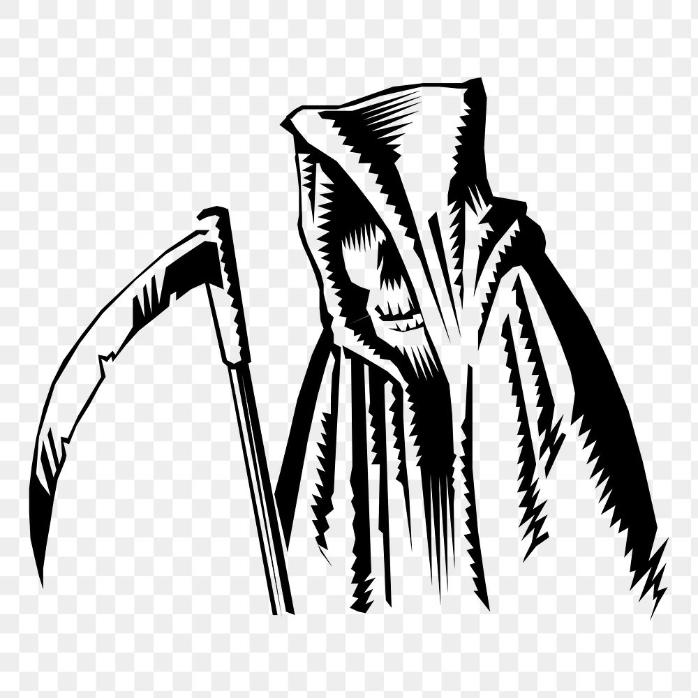 Grim Reaper png sticker Halloween illustration, transparent background. Free public domain CC0 image.