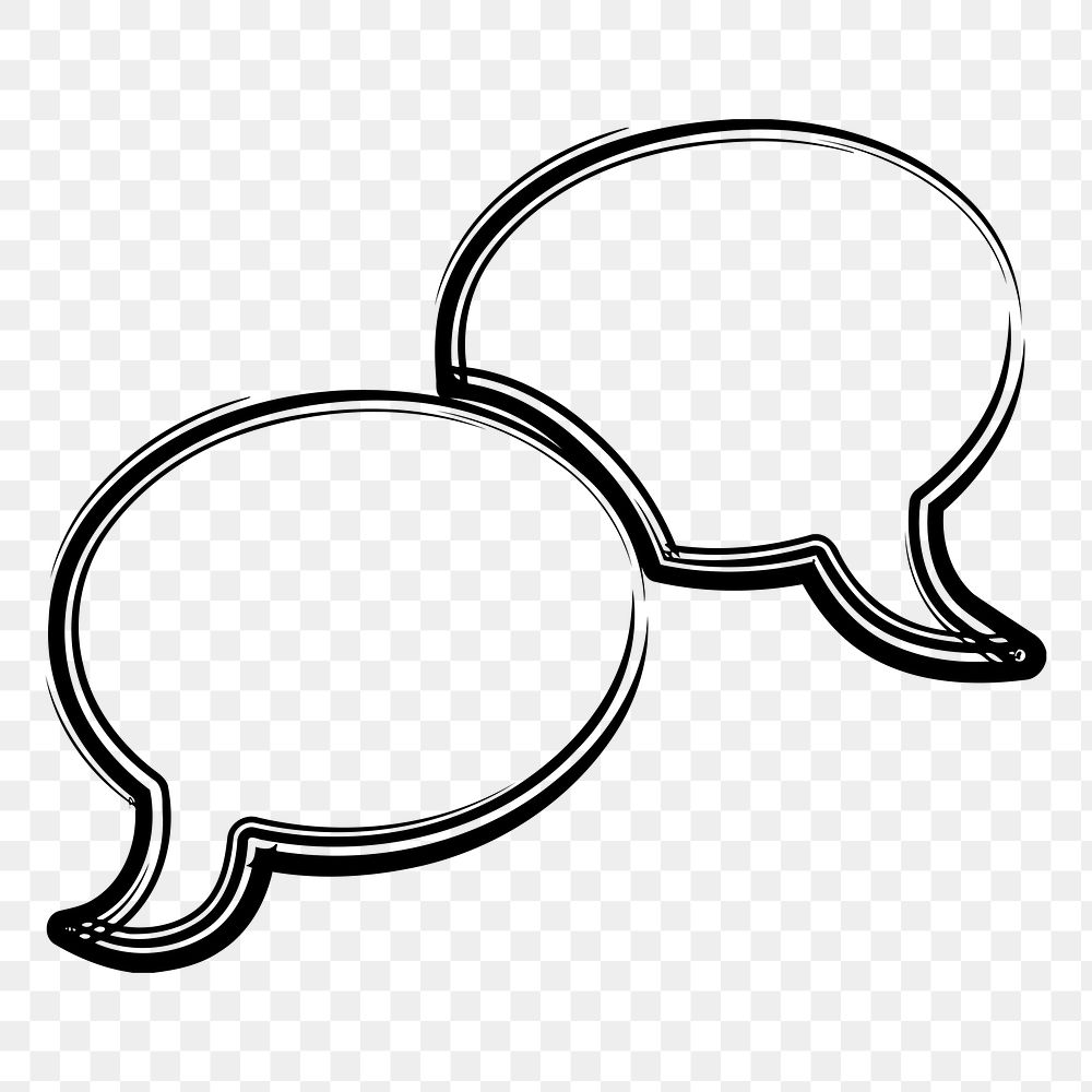 Speech bubble  png sticker, black and white illustration, transparent background. Free public domain CC0 image.