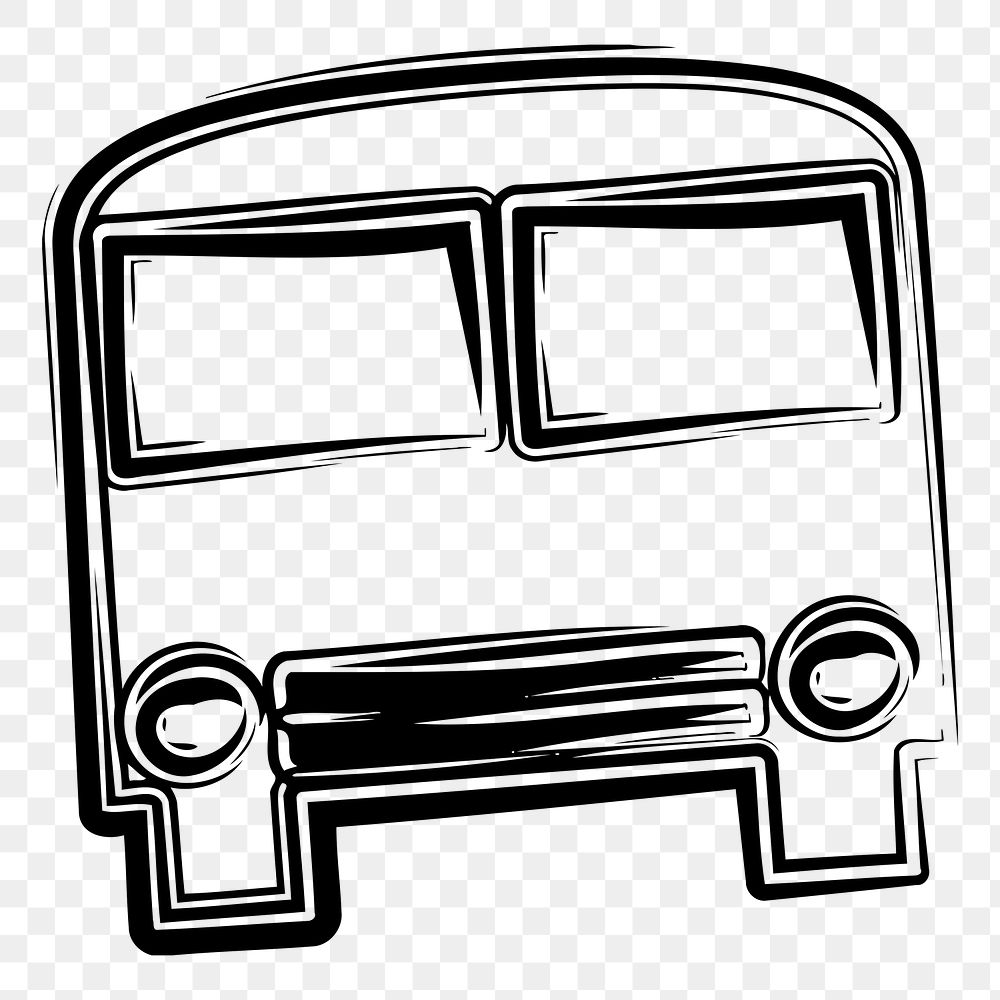 Bus  png sticker, black and white illustration, transparent background. Free public domain CC0 image.