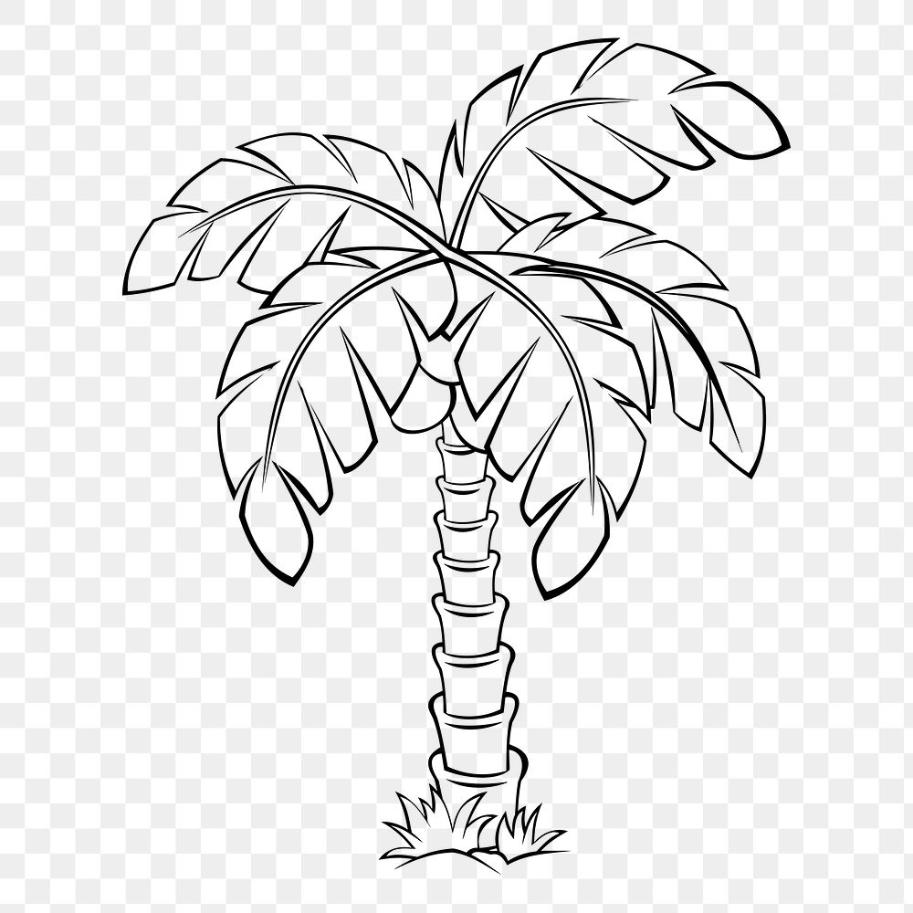 Palm tree png sticker, black and white illustration, transparent background. Free public domain CC0 image.
