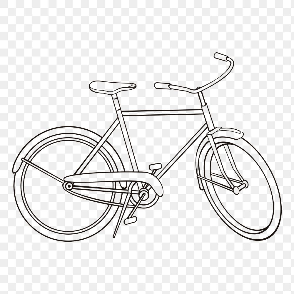 Bicycle png sticker, black and white illustration, transparent background. Free public domain CC0 image.