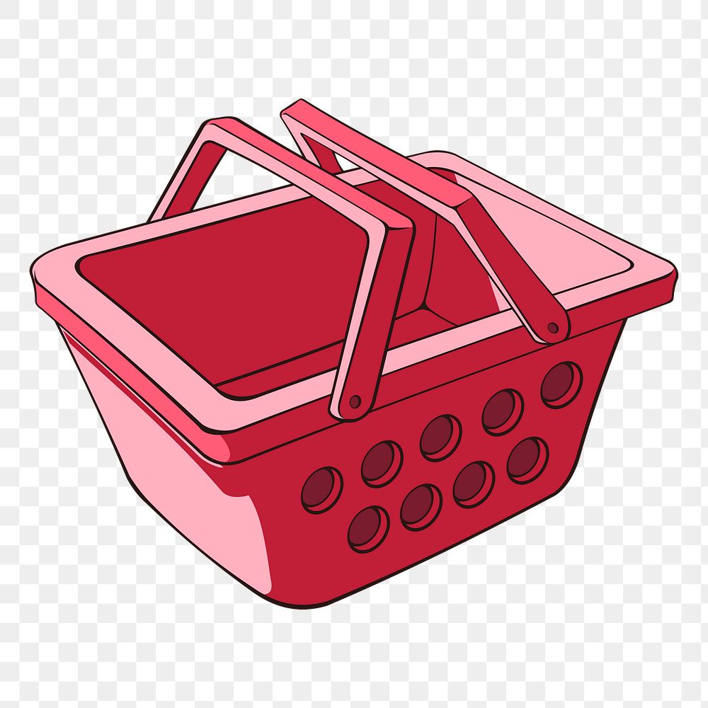 Red basket png sticker, transparent background. Free public domain CC0 image.
