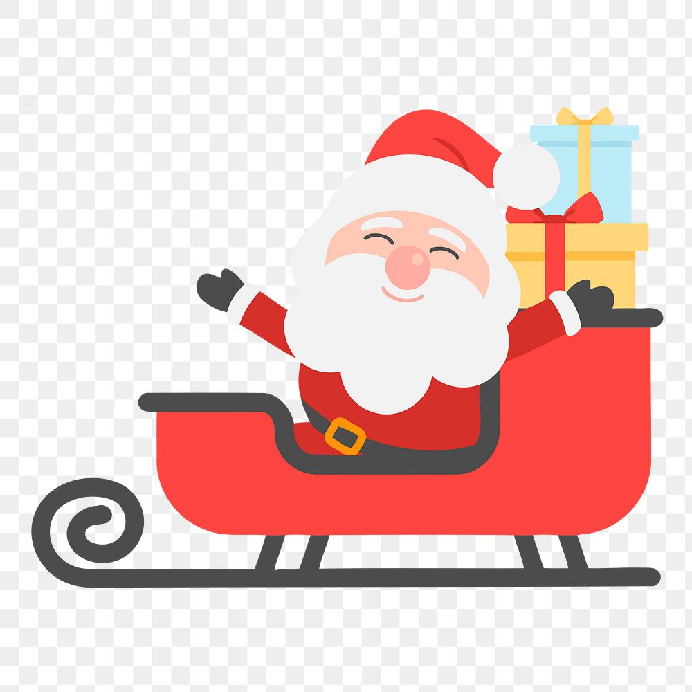 Santa's sleigh png Christmas sticker, transparent background. Free public domain CC0 image.