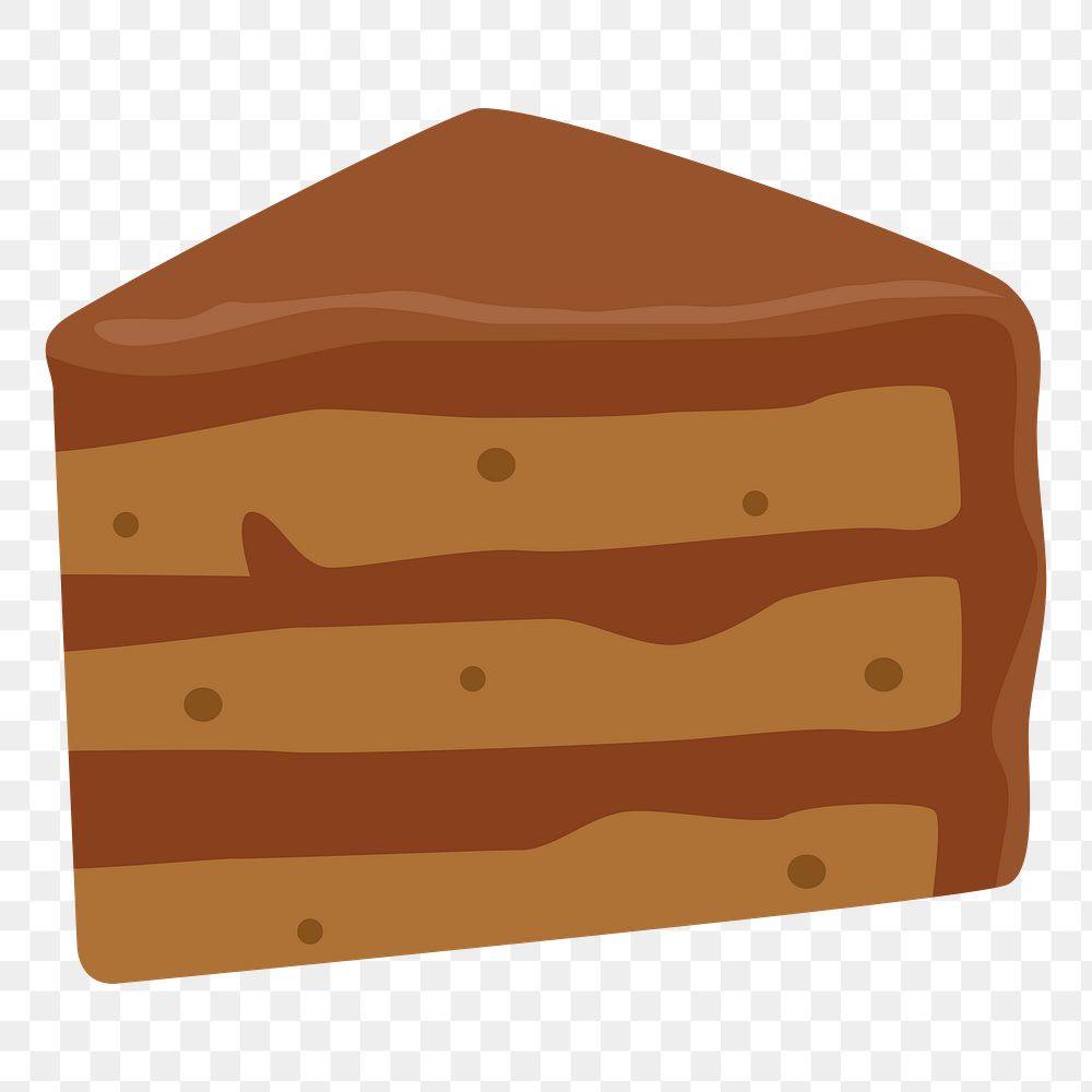 Chocolate cake slice png sticker, transparent background. 