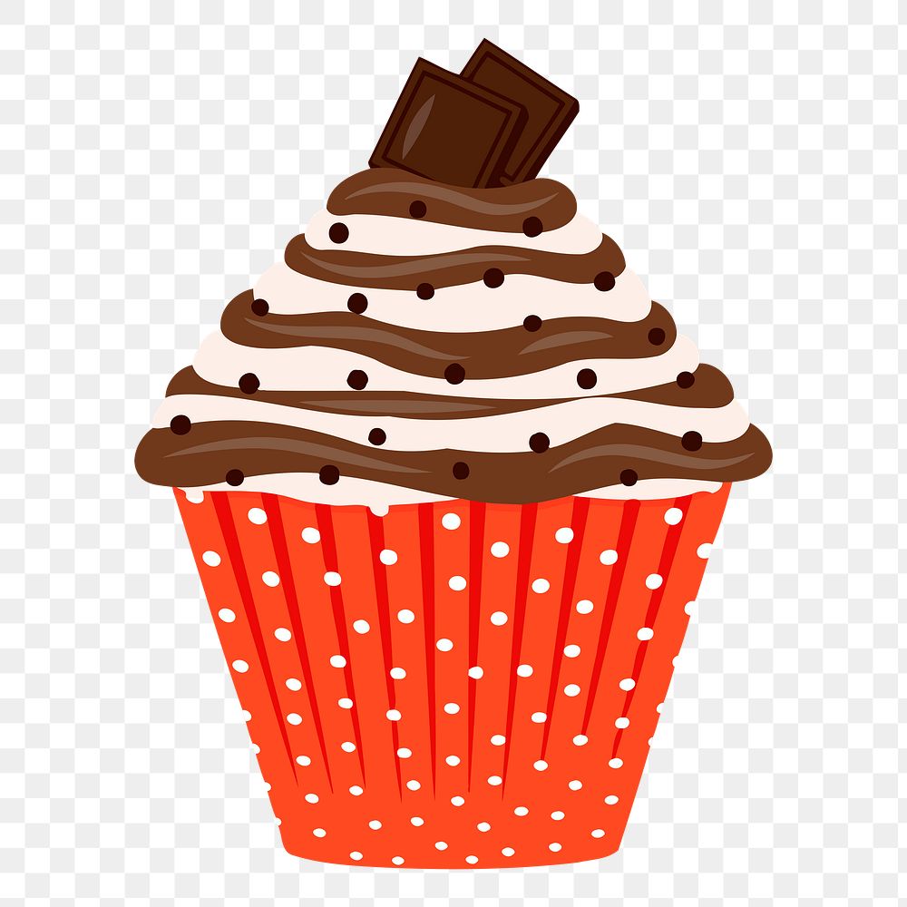 Chocolate cupcake png sticker, transparent background. Free public domain CC0 image.