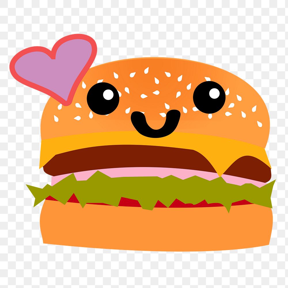 Cartoon hamburger  png sticker, transparent background. Free public domain CC0 image.