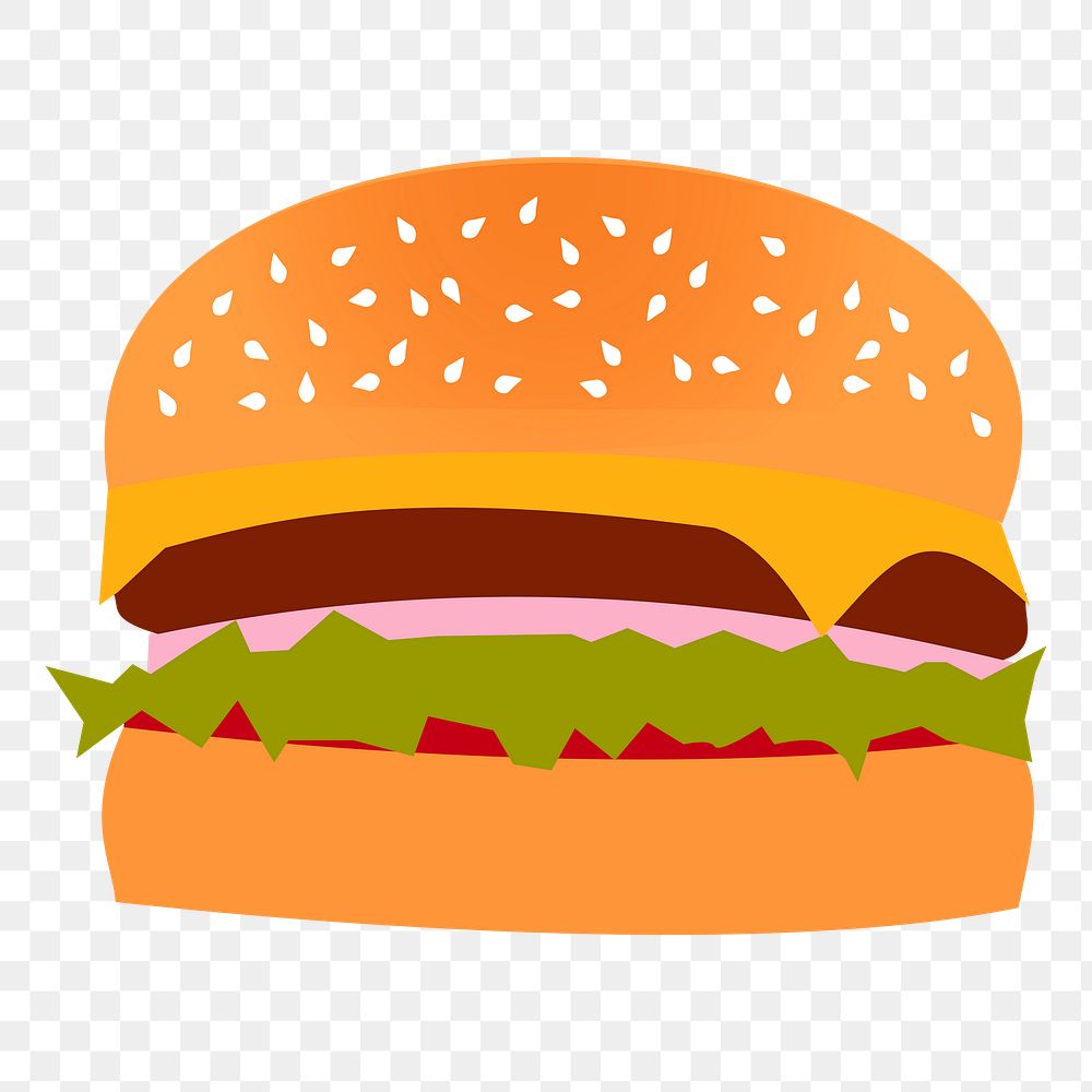 Hamburger  png sticker, transparent background. Free public domain CC0 image.