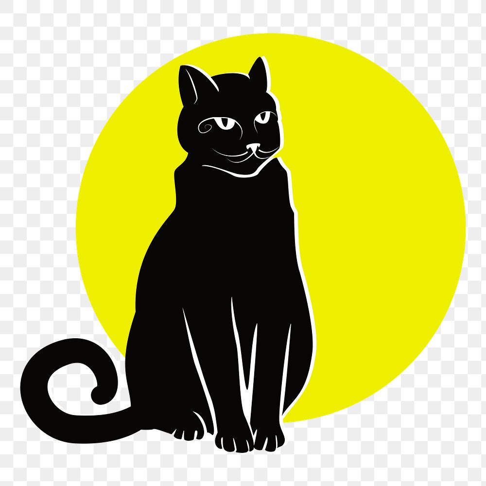 Black cat png sticker, transparent background. Free public domain CC0 image.