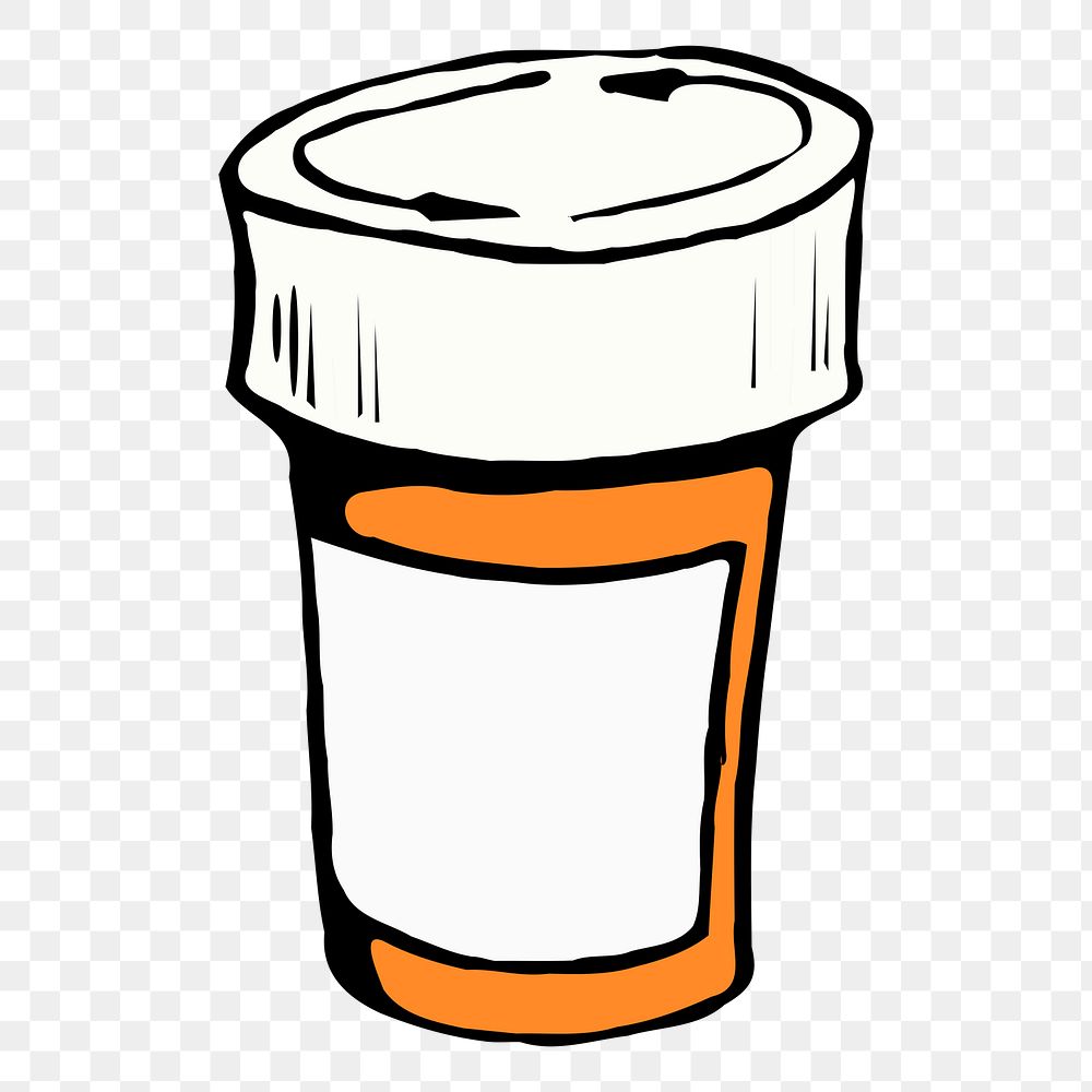 Medicine bottle png sticker, transparent background. Free public domain CC0 image.