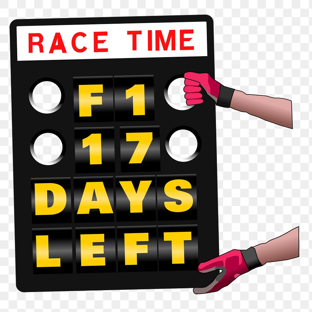 Png racing time board sticker, transparent background. Free public domain CC0 image.