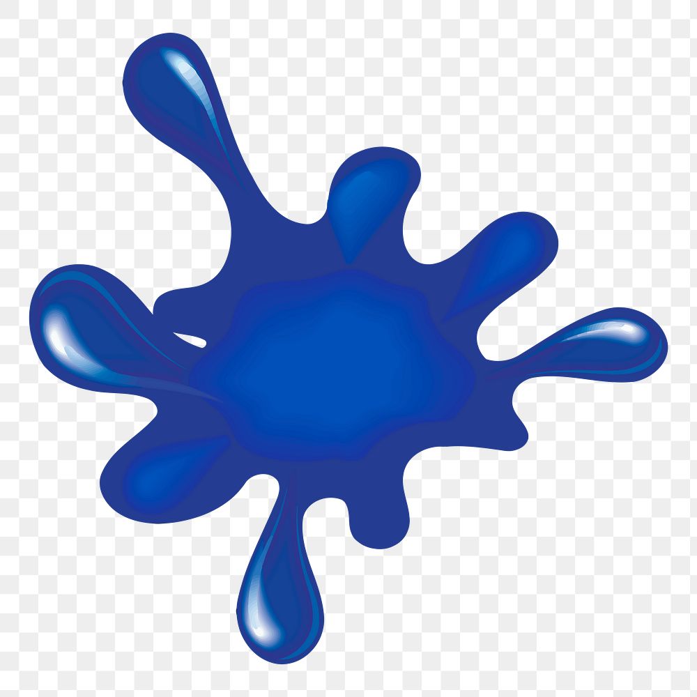 Png blue ink splash  sticker, transparent background. Free public domain CC0 image.