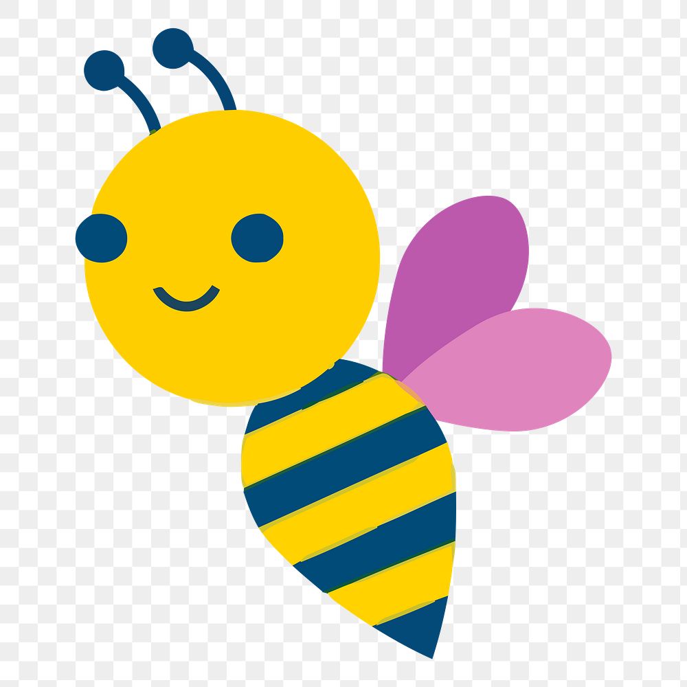 Cute bee png sticker, transparent background. Free public domain CC0 image.