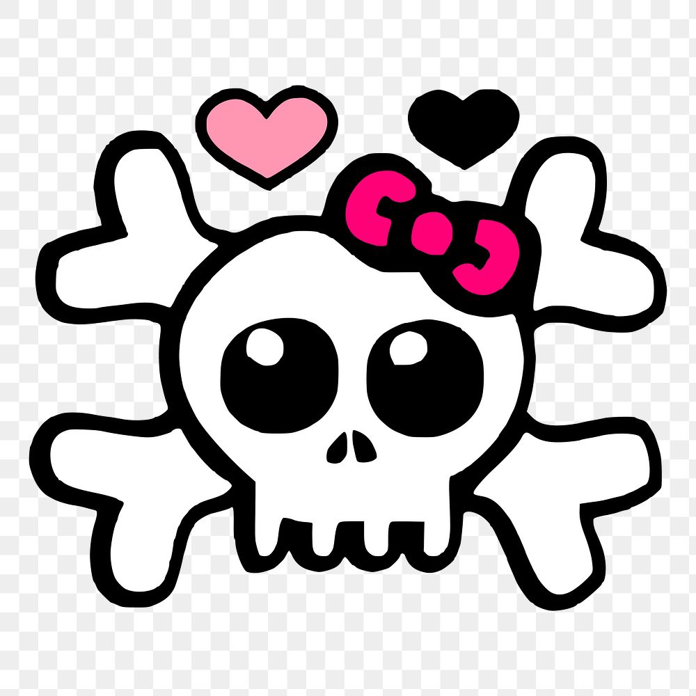 Cute skull png sticker, transparent background. Free public domain CC0 image.