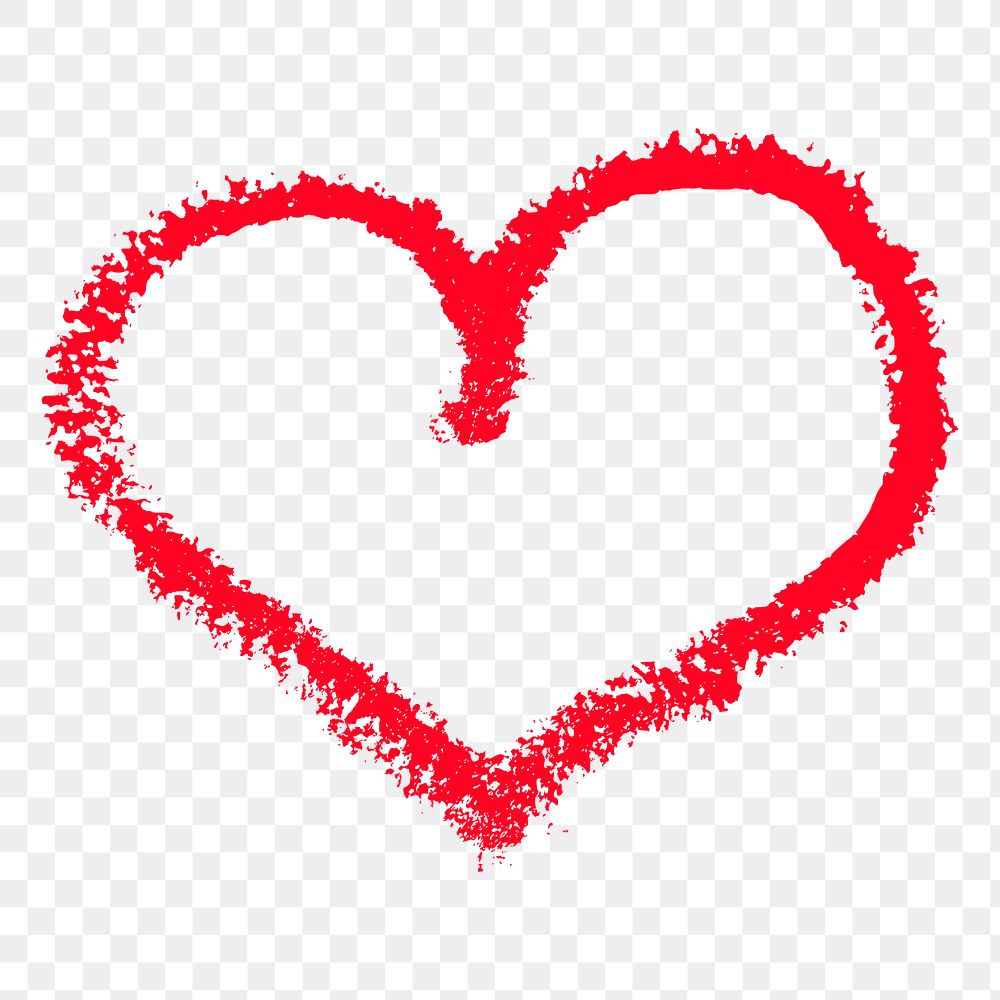 Png red crayon heart sticker, transparent background. Free public domain CC0 image.