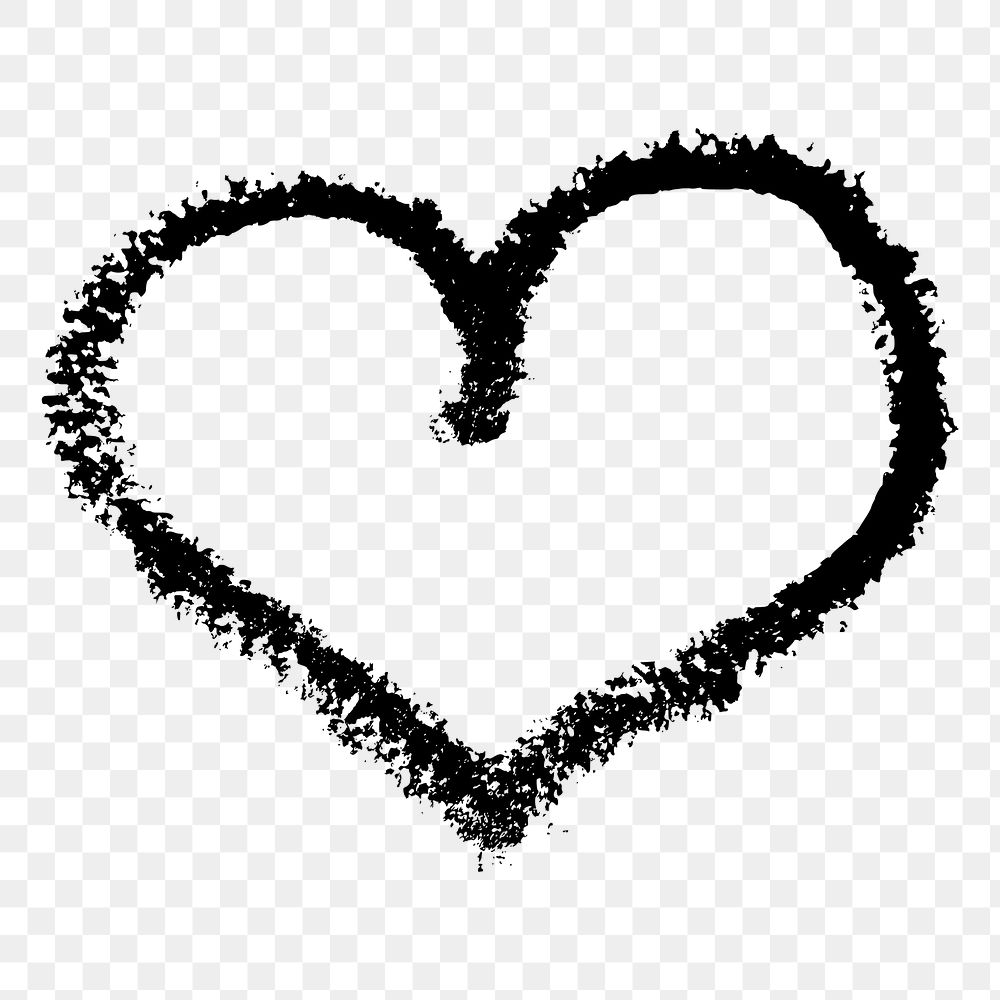 Png black crayon heart sticker, transparent background. Free public domain CC0 image.