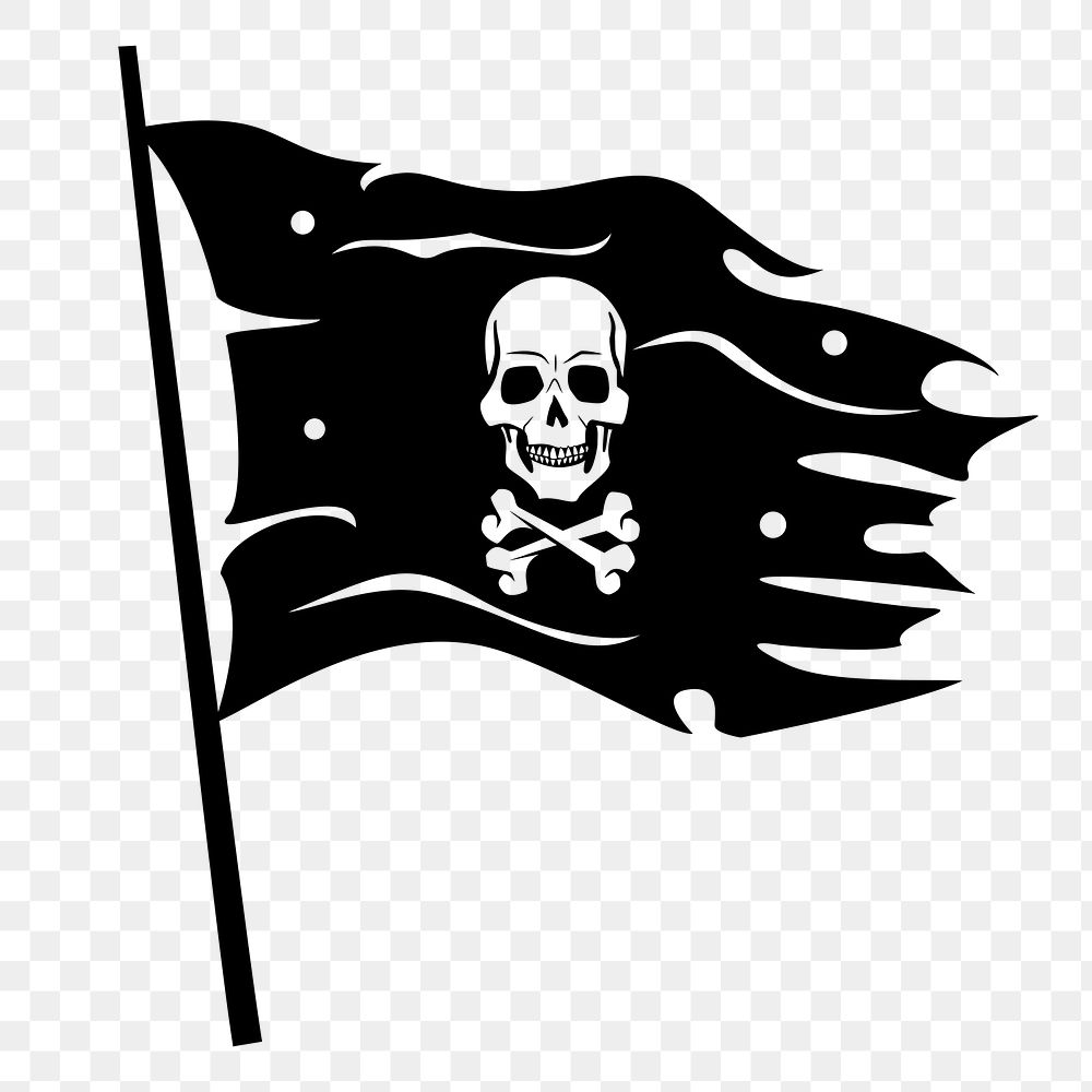 Pirate flag png sticker Jolly Roger, transparent background. Free public domain CC0 image.