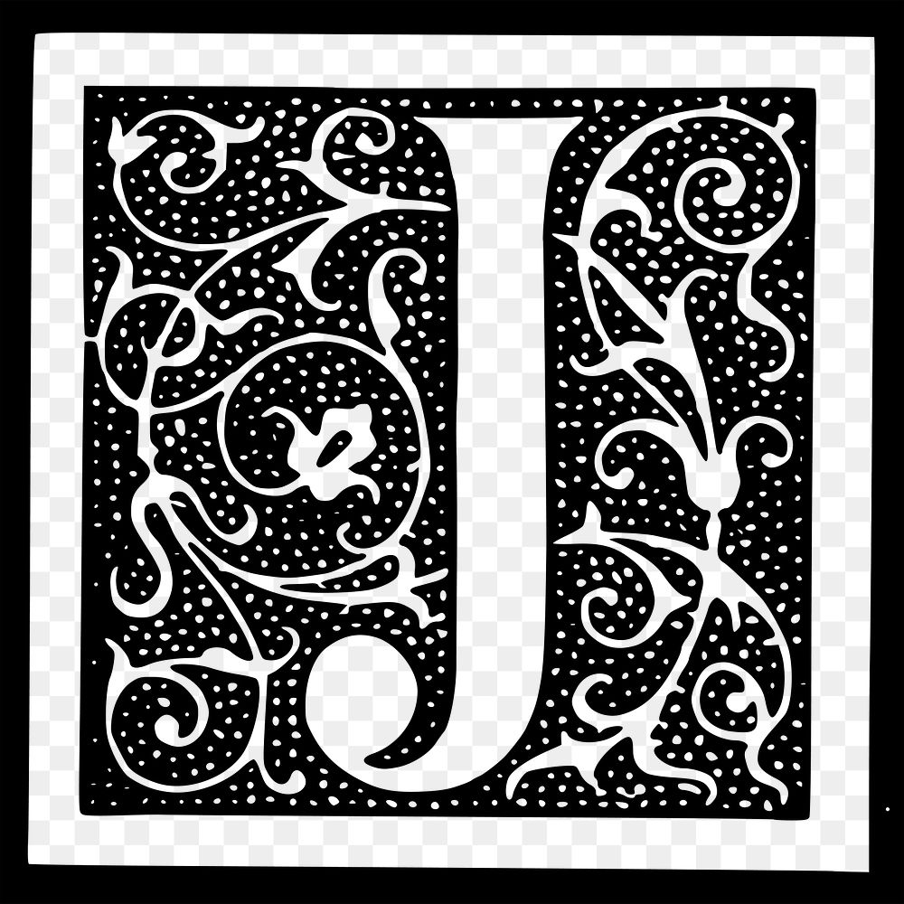 Png vintage J alphabet sticker, transparent background. Free public domain CC0 image.