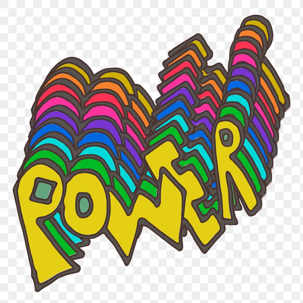 Power typography png sticker, transparent background. Free public domain CC0 image.