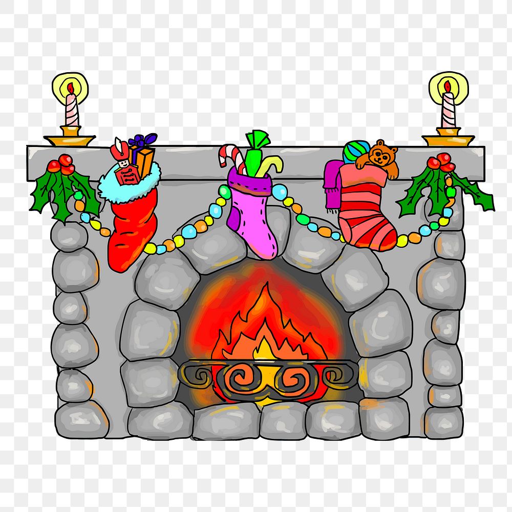 Christmas fireplace png sticker, transparent background. Free public domain CC0 image.