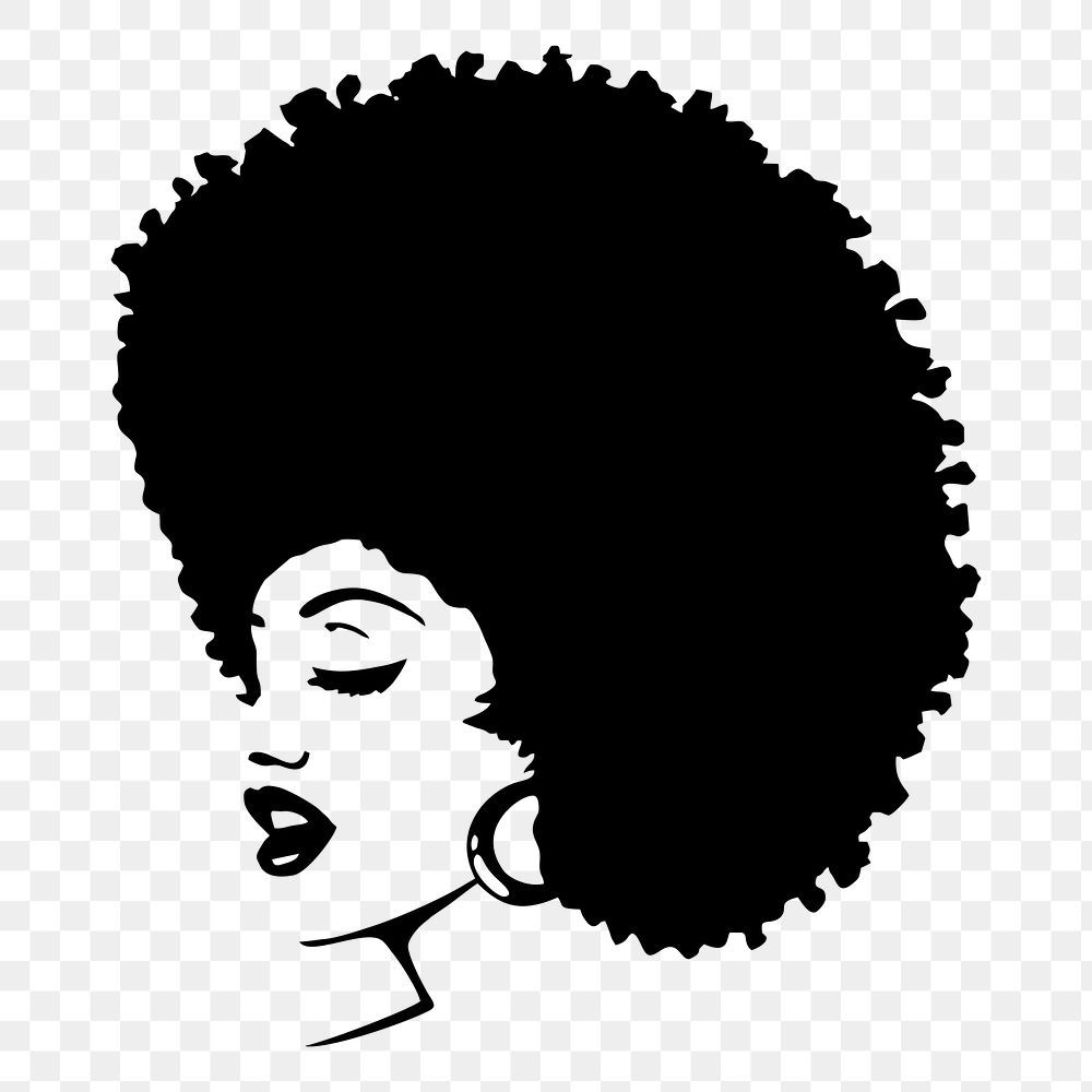 Afro woman png sticker, transparent background. Free public domain CC0 image.