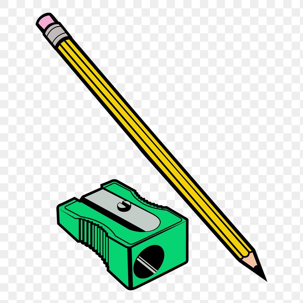 Png pencil and sharpener sticker, transparent background. Free public domain CC0 image.