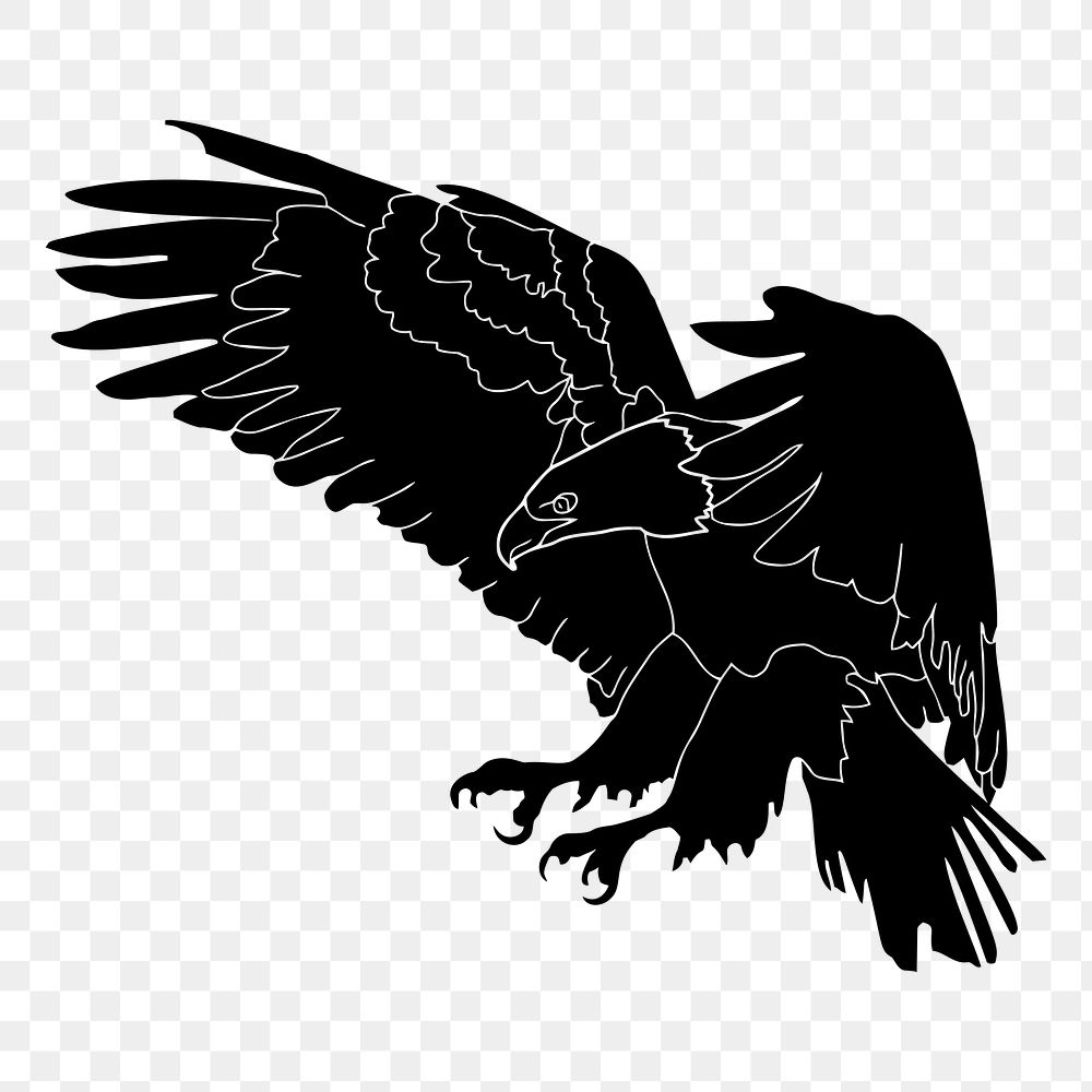 Silhouette eagle png sticker, transparent background. Free public domain CC0 image.