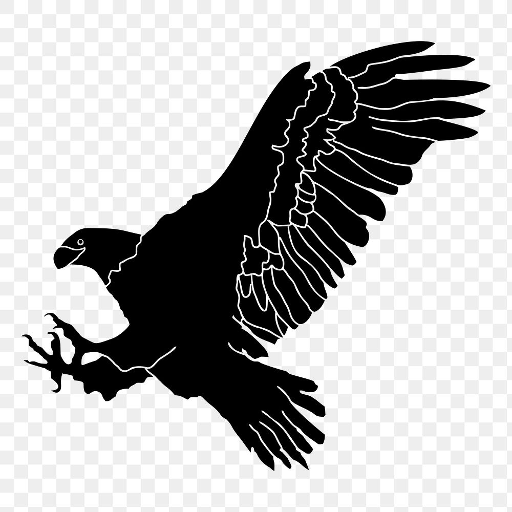 Silhouette eagle png sticker, transparent background. Free public domain CC0 image.