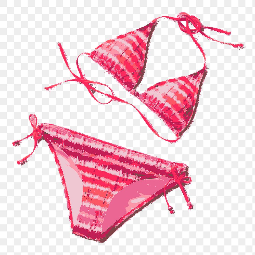 Pink bikini png sticker summer illustration, transparent background. Free public domain CC0 image.