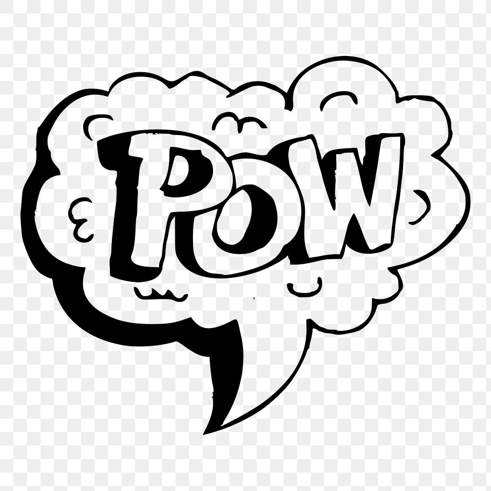 Pow png sticker comic speech bubble illustration, transparent background. Free public domain CC0 image.