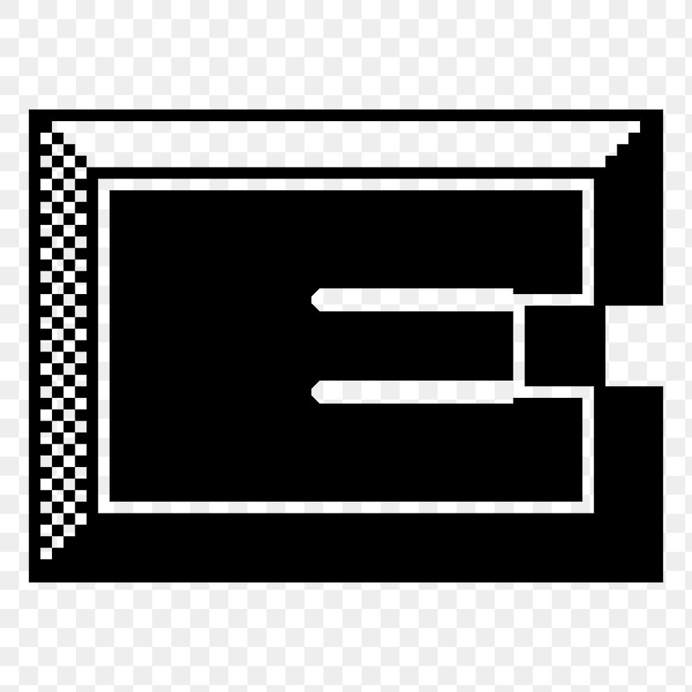 E letter png sticker 8-bit font illustration, transparent background. Free public domain CC0 image.