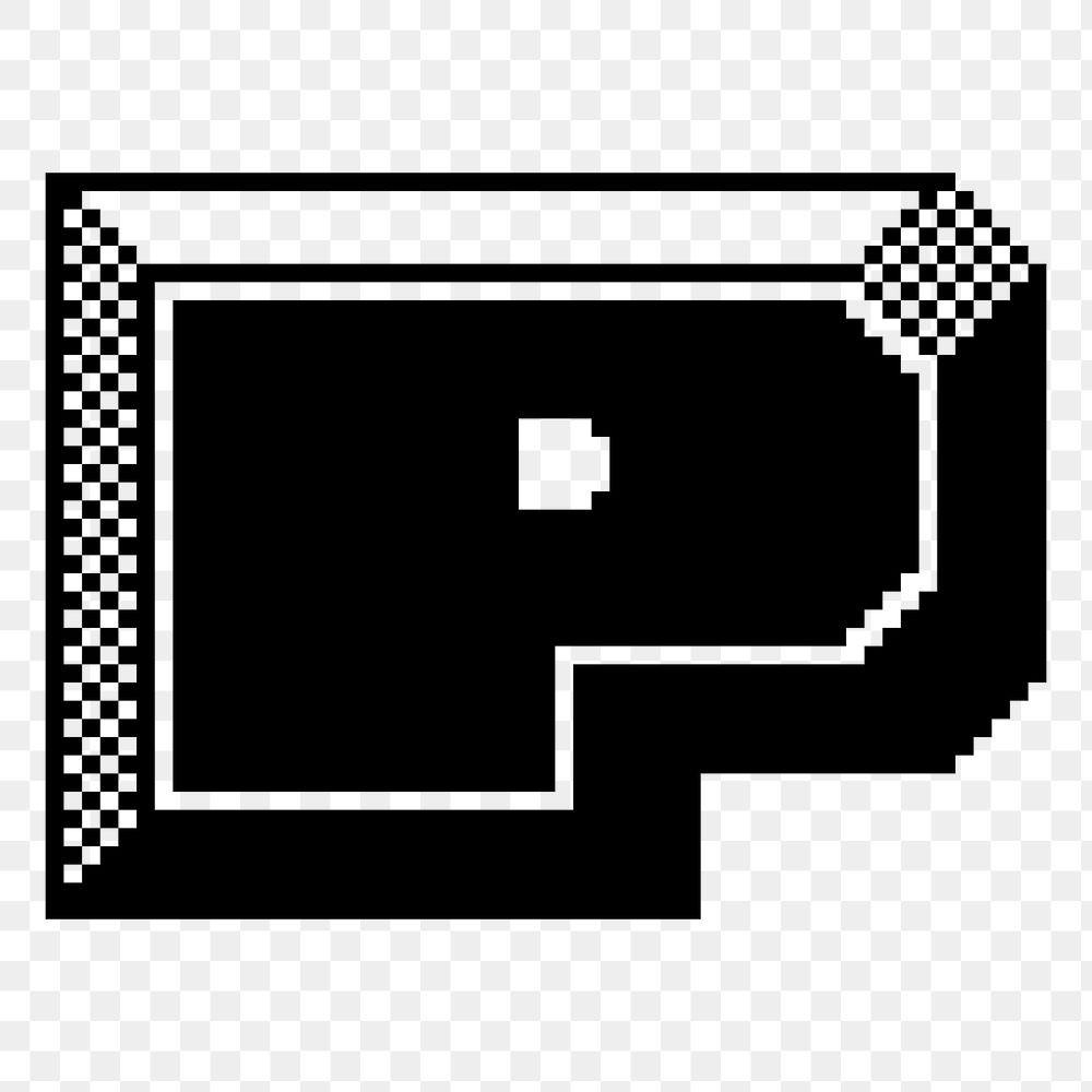 P letter png sticker 8-bit font illustration, transparent background. Free public domain CC0 image.