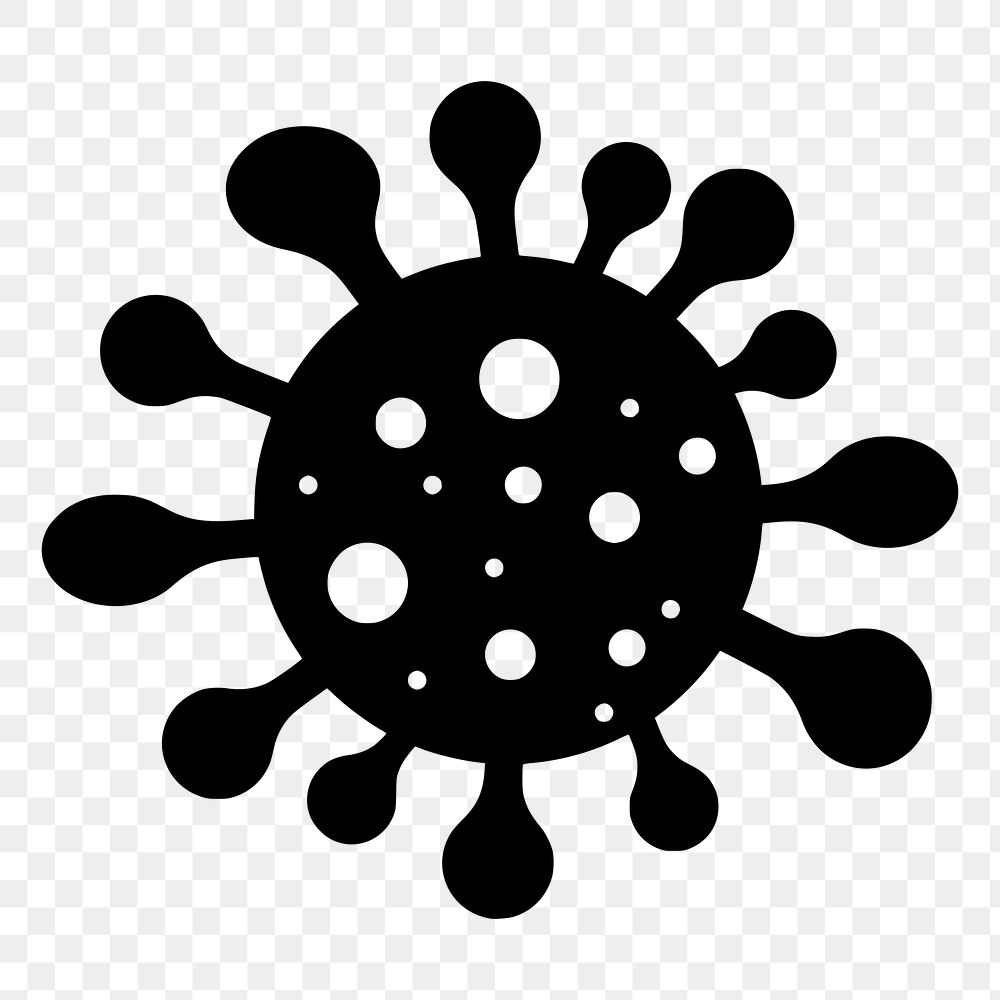 COVID19 virus png silhouette sticker healthcare illustration, transparent background. Free public domain CC0 image.