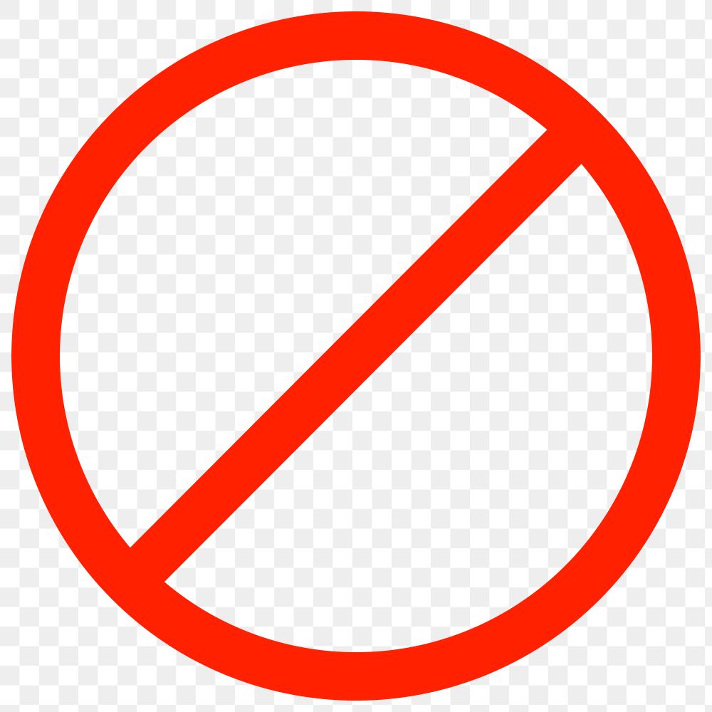Ban sign png sticker symbol illustration, transparent background. Free public domain CC0 image.