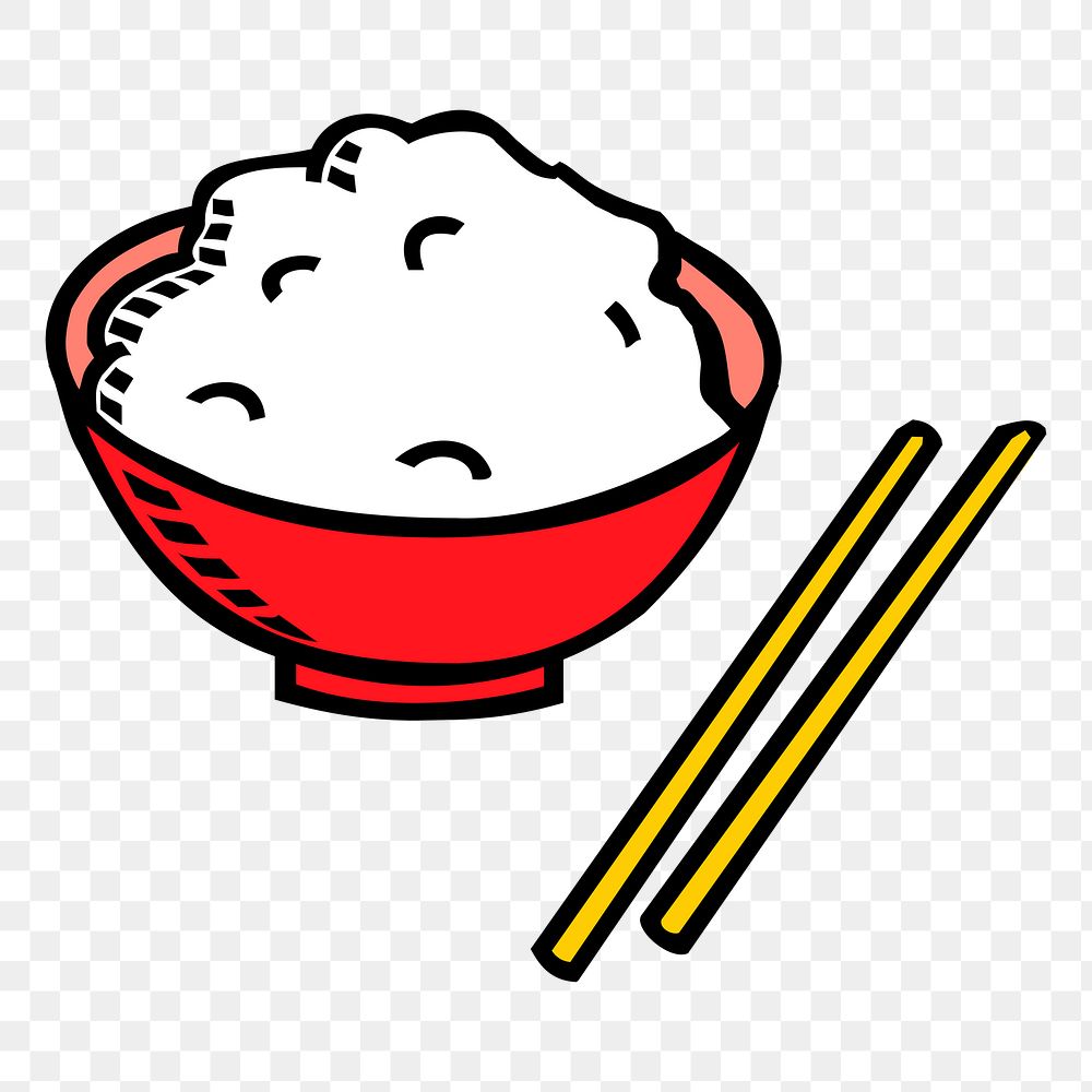 Rice bowl png sticker Asian food illustration, transparent background. Free public domain CC0 image.