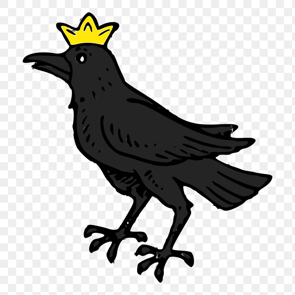 King raven png sticker animal illustration, transparent background. Free public domain CC0 image.