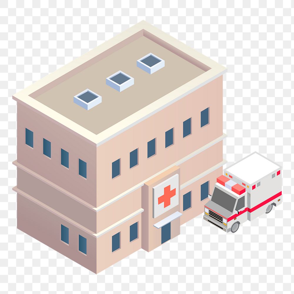 Hospital png sticker building illustration, transparent background. Free public domain CC0 image. clipart, building…