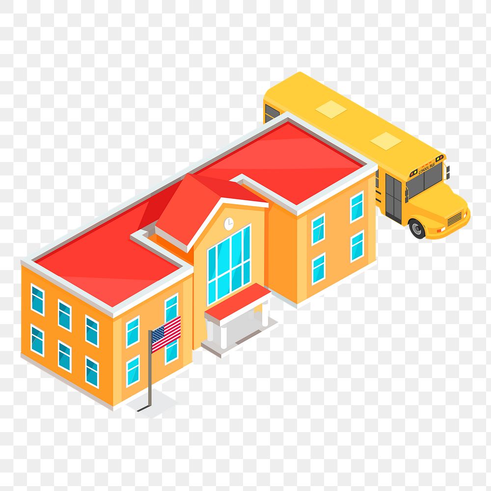 School png sticker building illustration, transparent background. Free public domain CC0 image. clipart, building…