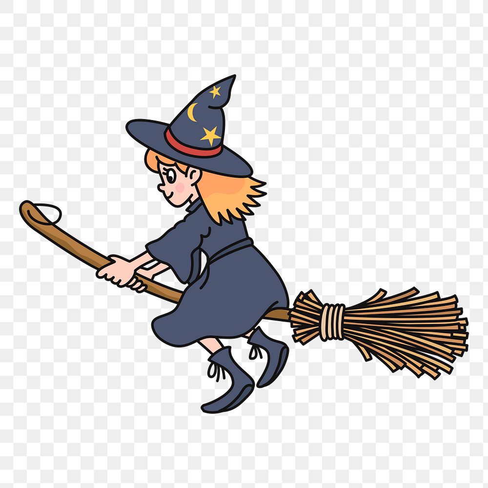 Witch png sticker cartoon character illustration, transparent background. Free public domain CC0 image.