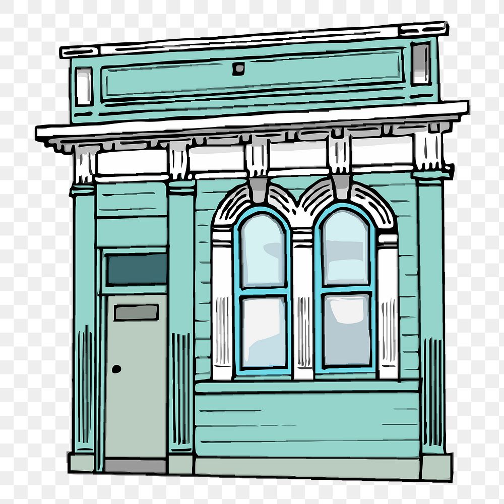 Storefront png sticker western exterior building illustration, transparent background. Free public domain CC0 image.