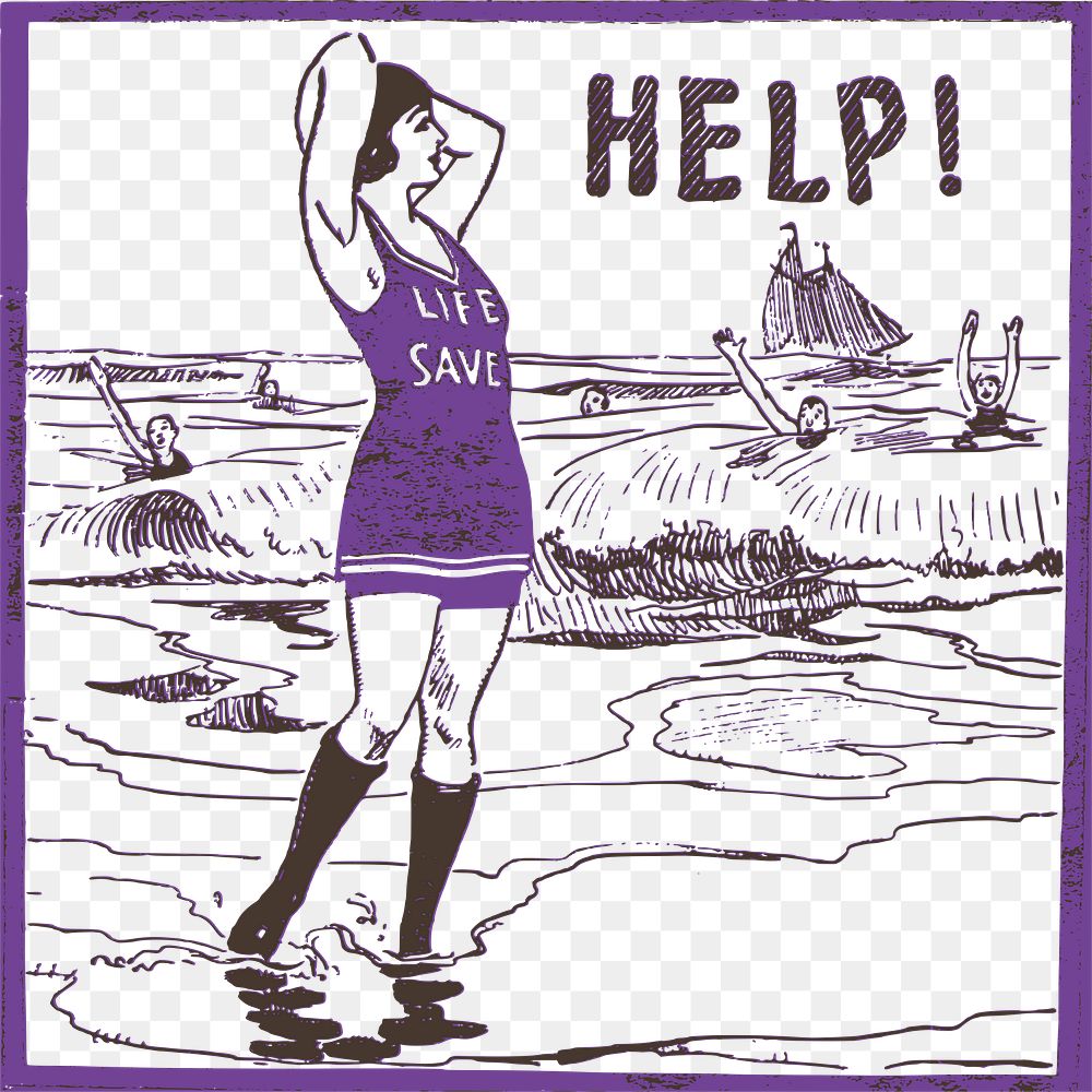 Female lifeguard png sticker cartoon character illustration, transparent background. Free public domain CC0 image.
