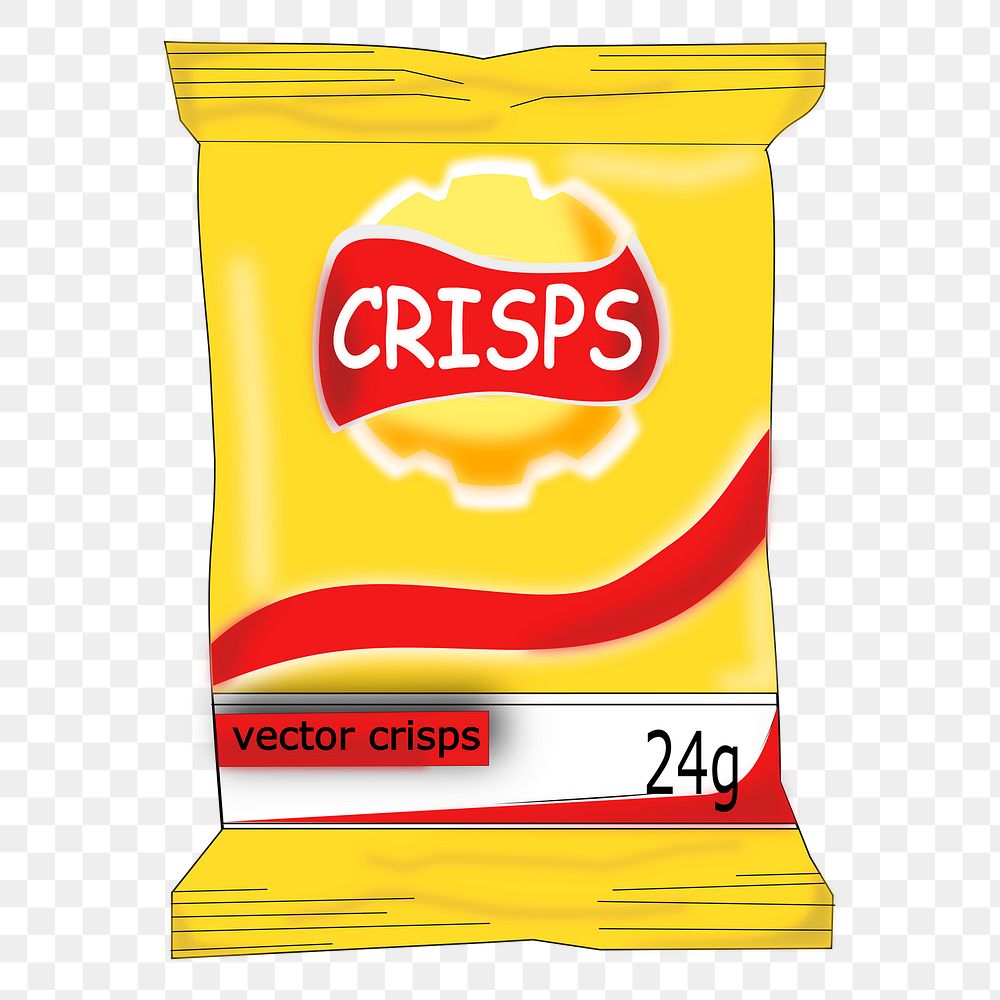 Potato chips bag png sticker snack illustration, transparent background. Free public domain CC0 image.