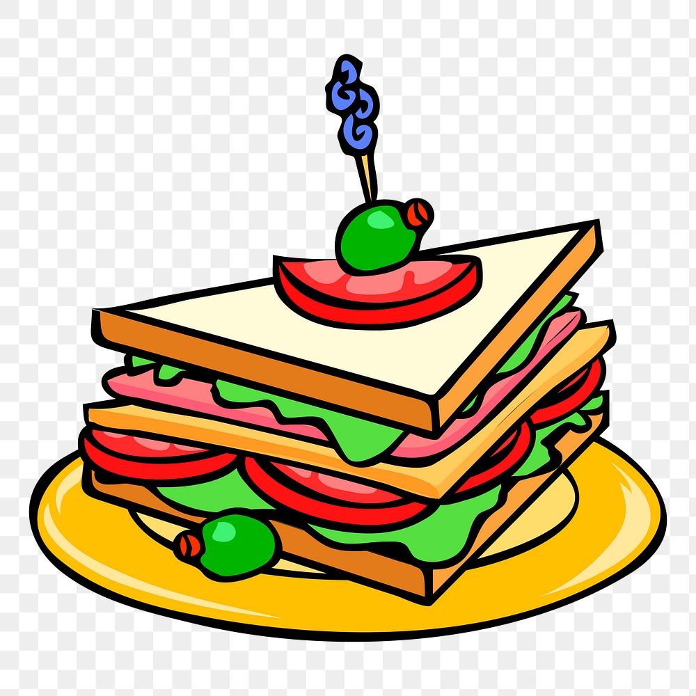 Club sandwich png sticker food illustration, transparent background. Free public domain CC0 image.