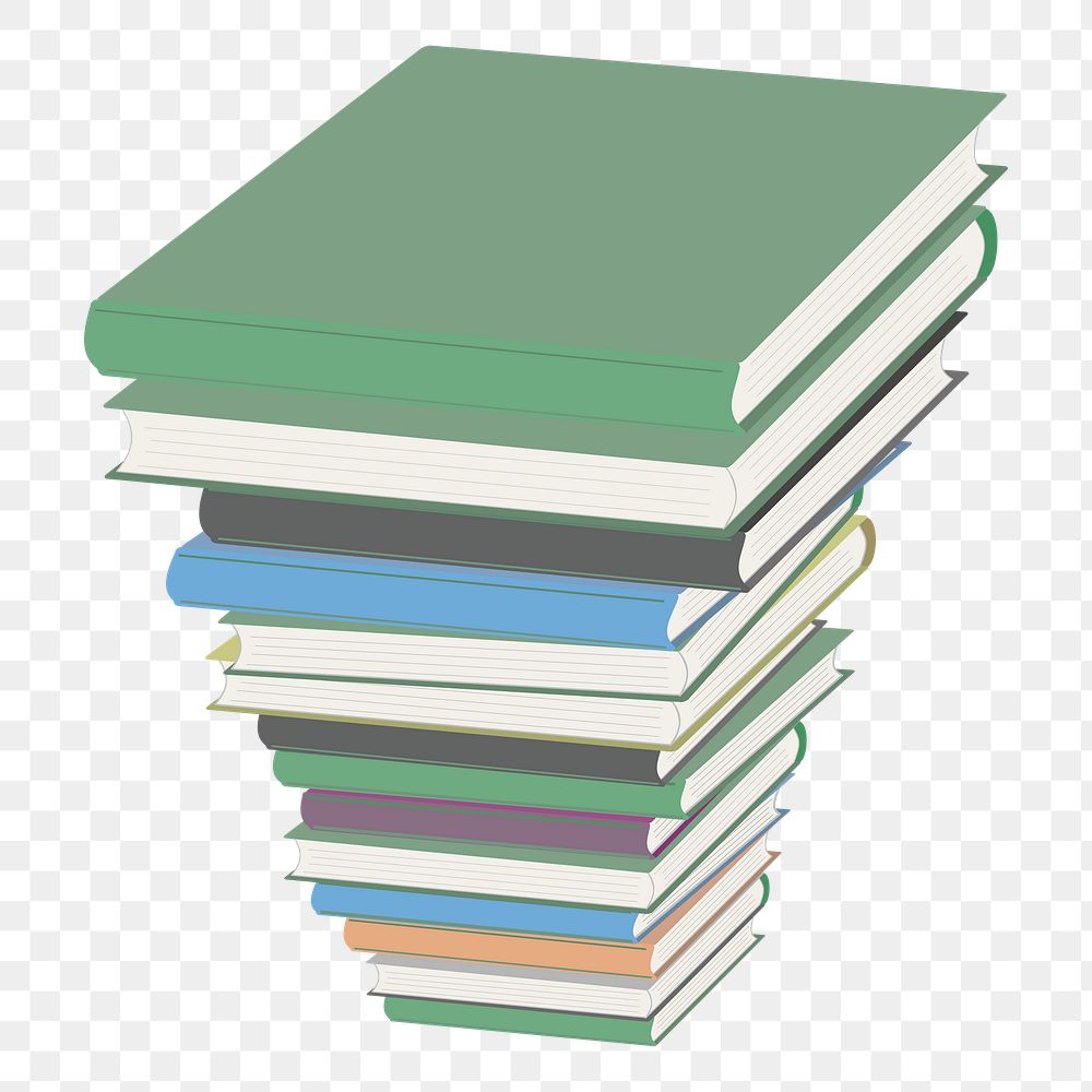 Book stack png sticker stationery illustration, transparent background. Free public domain CC0 image.