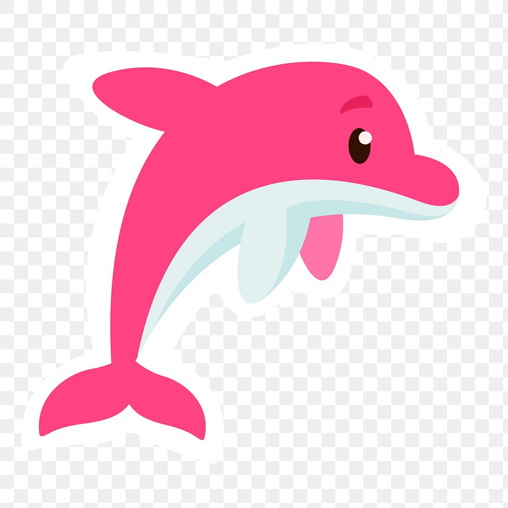 Pink dolphin png sticker animal illustration, transparent background. Free public domain CC0 image.